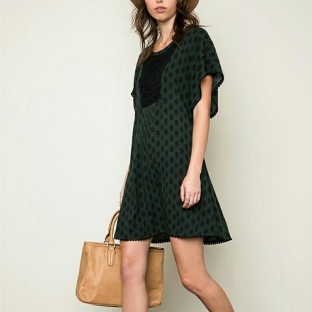Dark Olive printed tunic Dress